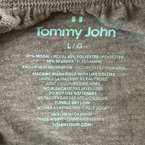 Tommy John Men's Heather Elastic Waist Logo Stretch Boxer Shorts Gray Large - Picture 3 of 4